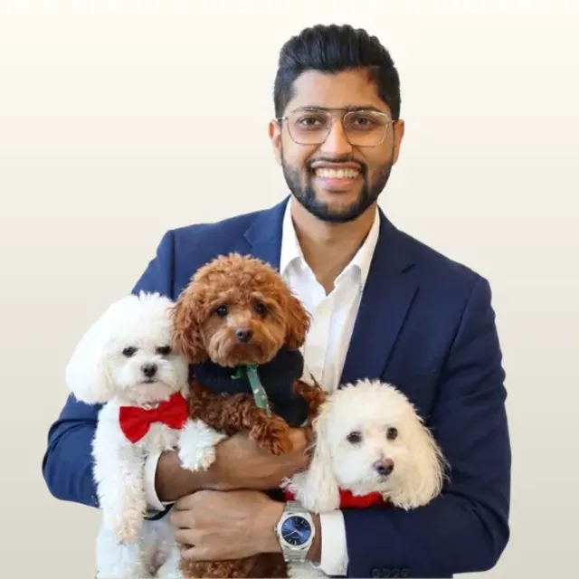Managing Director Parminder Singh with dogs at Doggieville MTL