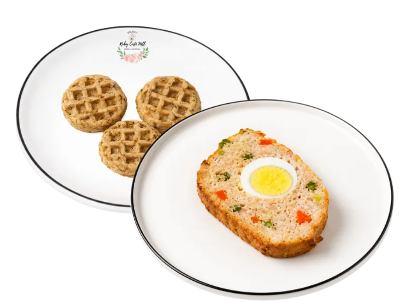 Ruby Café MTL dog waffles and a meatloaf slice with a quail egg