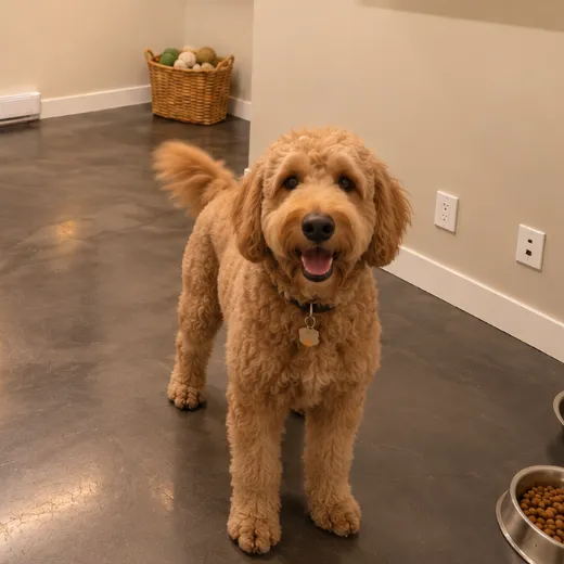 Goldendoodle in a Private Care Suite at Sam’s Lodge